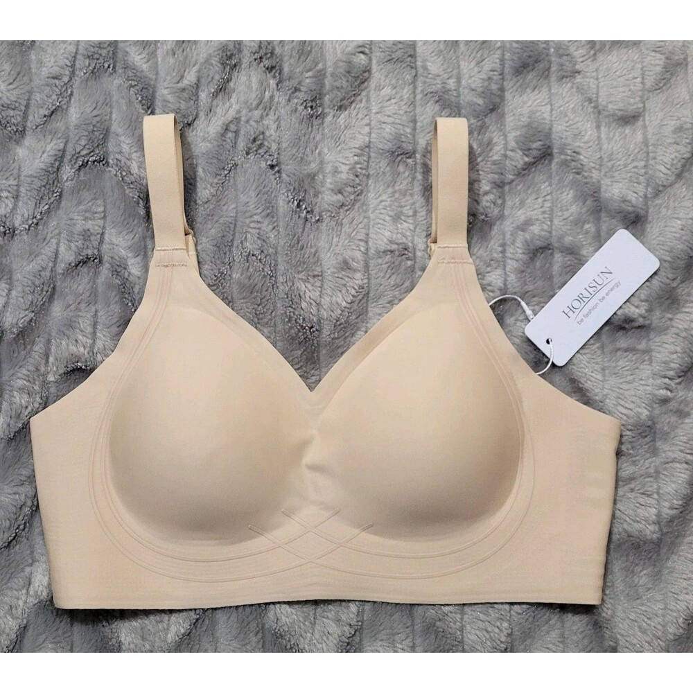 Horisun Size S Padded Bra Beige Wire Free Full Coverage NWT